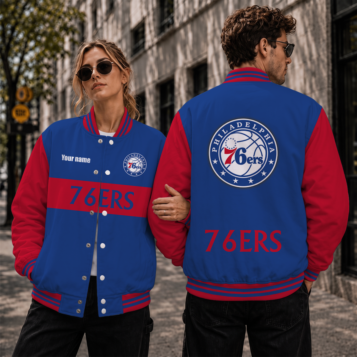 [HOT DEAL] NEW CUSTOMIZED NBA26 P76 PHILADELPHIA 76ERS BASEBALL JACKET, SATIN VARSITY JACKET
