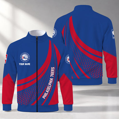 [HOT DEAL] NEW CUSTOMIZED NBA26 P76 PHILADELPHIA 76ERS STAND COLLAR JACKET