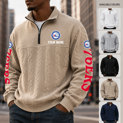 [HOT DEAL] NEW CUSTOMIZED NBA26 P76 PHILADELPHIA 76ERS MULTICOLOR QUARTER-ZIP SWEATSHIRT