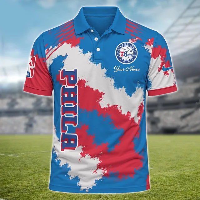 [HOT DEAL] NEW CUSTOMIZED NBA26 P76 PHILADELPHIA 76ERS MULTICOLOR POLO SHIRT