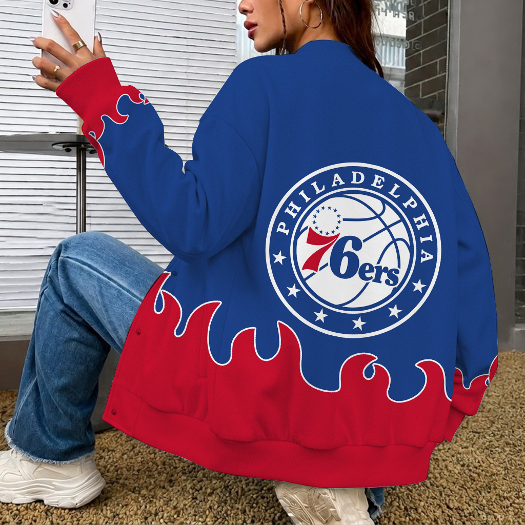 [HOT DEAL] NEW CUSTOMIZED NBA26 P76 PHILADELPHIA 76ERS BASEBALL JACKET, SATIN VARSITY JACKET