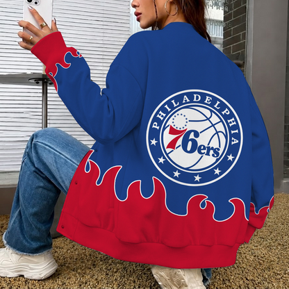 [HOT DEAL] NEW CUSTOMIZED NBA26 P76 PHILADELPHIA 76ERS BASEBALL JACKET, SATIN VARSITY JACKET
