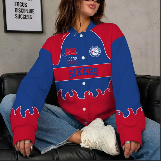[HOT DEAL] NEW CUSTOMIZED NBA26 P76 PHILADELPHIA 76ERS BASEBALL JACKET, SATIN VARSITY JACKET