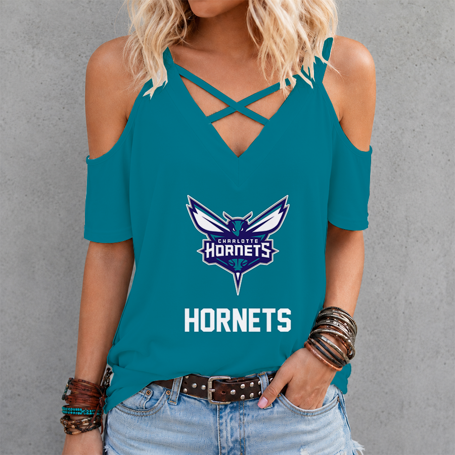 [HOT DEAL] NEW CUSTOMIZED NBA27 CHO CHARLOTTE HORNETS CRISS CROSS V-NECK TOP