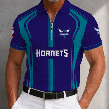 [HOT DEAL] NEW CUSTOMIZED NBA27 CHO CHARLOTTE HORNETS ZIP POLO SHIRT