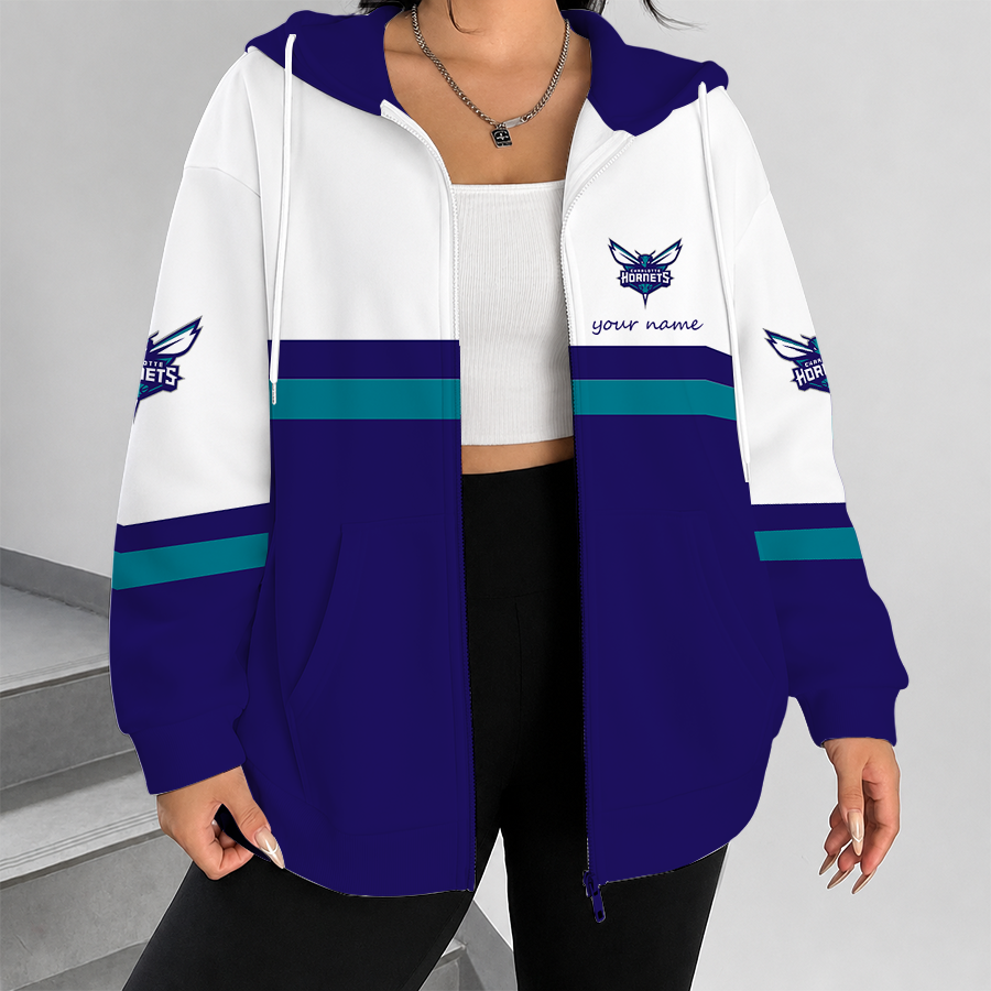 [HOT DEAL] NEW CUSTOMIZED NBA27 CHO CHARLOTTE HORNETS ZIP HOODIE