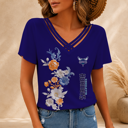 [HOT DEAL] NEW CUSTOMIZED NBA27 CHO CHARLOTTE HORNETS V-NECK SHIRT