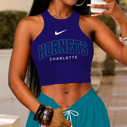 [HOT DEAL] NEW CUSTOMIZED NBA27 CHO CHARLOTTE HORNETS'S CROP TOP & LONGPANTS SET