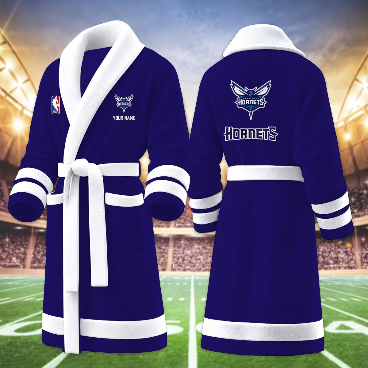 [HOT DEAL] NEW CUSTOMIZED NBA27 CHO CHARLOTTE HORNETS MULTICOLOR FLEECE BATHROBE