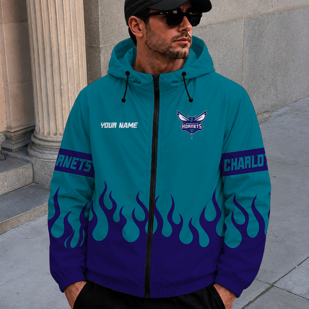 [HOT DEAL] NEW CUSTOMIZED NBA27 CHO CHARLOTTE HORNETS WINDBREAKER JACKET
