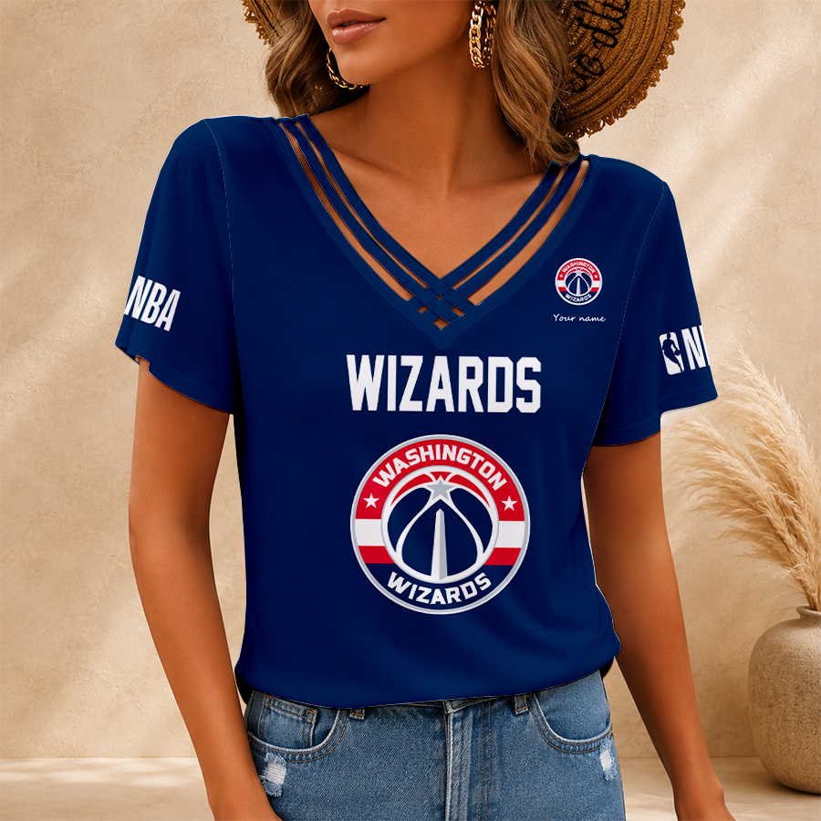 [HOT DEAL] NEW CUSTOMIZED NBA28 WWI WASHINGTON WIZARDS V-NECK SHIRT