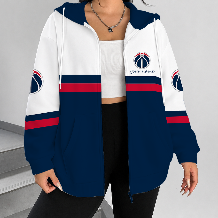 [HOT DEAL] NEW CUSTOMIZED NBA28 WWI WASHINGTON WIZARDS ZIP HOODIE