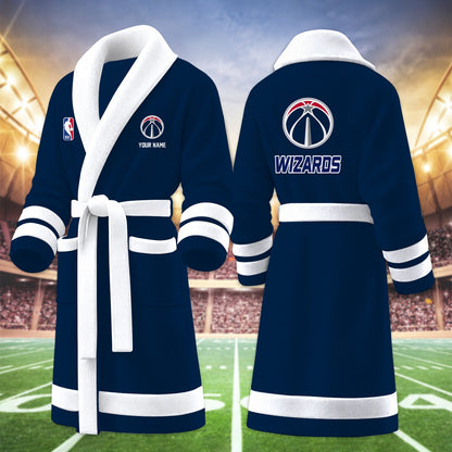 [HOT DEAL] NEW CUSTOMIZED NBA28 WWI WASHINGTON WIZARDS MULTICOLOR FLEECE BATHROBE