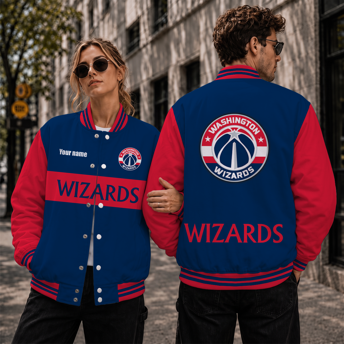 [HOT DEAL] NEW CUSTOMIZED NBA28 WWI WASHINGTON WIZARDS BASEBALL JACKET, SATIN VARSITY JACKET