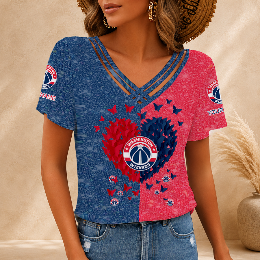 [HOT DEAL] NEW CUSTOMIZED NBA28 WWI WASHINGTON WIZARDS V-NECK SHIRT