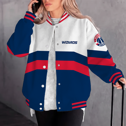 [HOT DEAL] NEW CUSTOMIZED NBA28 WWI WASHINGTON WIZARDS BASEBALL JACKET, SATIN VARSITY JACKET