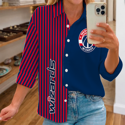 [HOT DEAL] NEW CUSTOMIZED NBA28 WWI WASHINGTON WIZARDS WOMEN CASUAL SHIRT FOR FAN