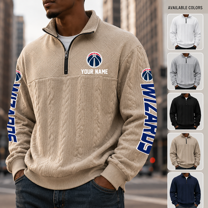 [HOT DEAL] NEW CUSTOMIZED NBA28 WWI WASHINGTON WIZARDS MULTICOLOR QUARTER-ZIP SWEATSHIRT