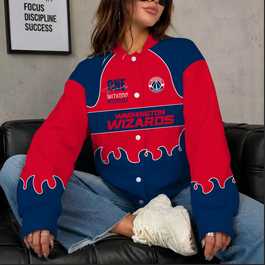 [HOT DEAL] NEW CUSTOMIZED NBA28 WWI WASHINGTON WIZARDS BASEBALL JACKET, SATIN VARSITY JACKET
