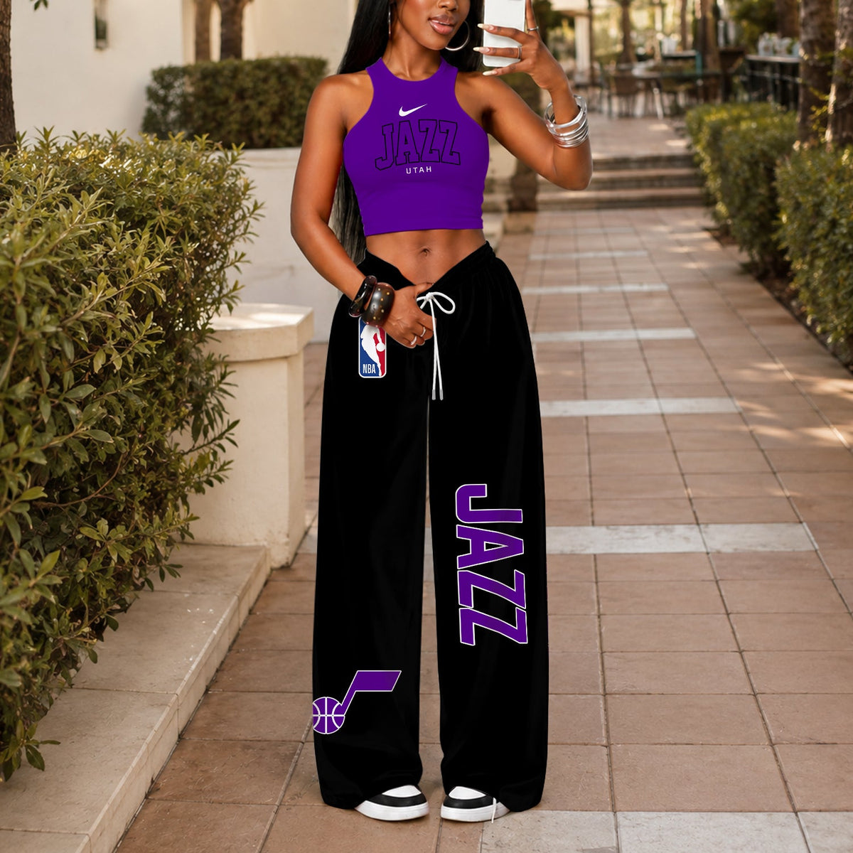 [HOT DEAL] NEW CUSTOMIZED NBA29 UJZ UTAH JAZZ'S CROP TOP & LONGPANTS SET