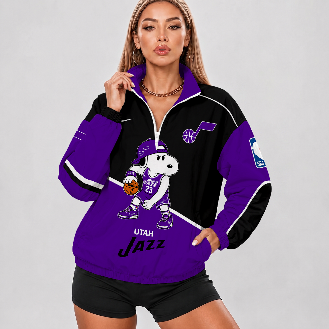 [HOT DEAL] NEW CUSTOMIZED NBA29 UJZ UTAH JAZZ V-NECK ZIPPER SWEATSHIRT JACKET