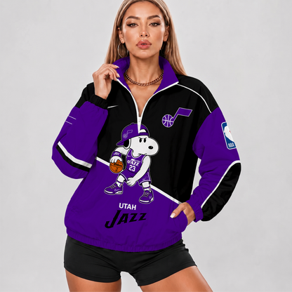 [HOT DEAL] NEW CUSTOMIZED NBA29 UJZ UTAH JAZZ V-NECK ZIPPER SWEATSHIRT JACKET