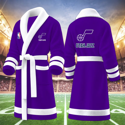 [HOT DEAL] NEW CUSTOMIZED NBA29 UJZ UTAH JAZZ MULTICOLOR FLEECE BATHROBE