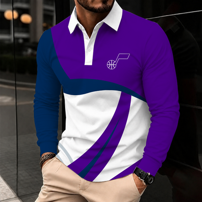[HOT DEAL] NEW CUSTOMIZED NBA29 UJZ UTAH JAZZ MEN LONG SLEEVE POLO