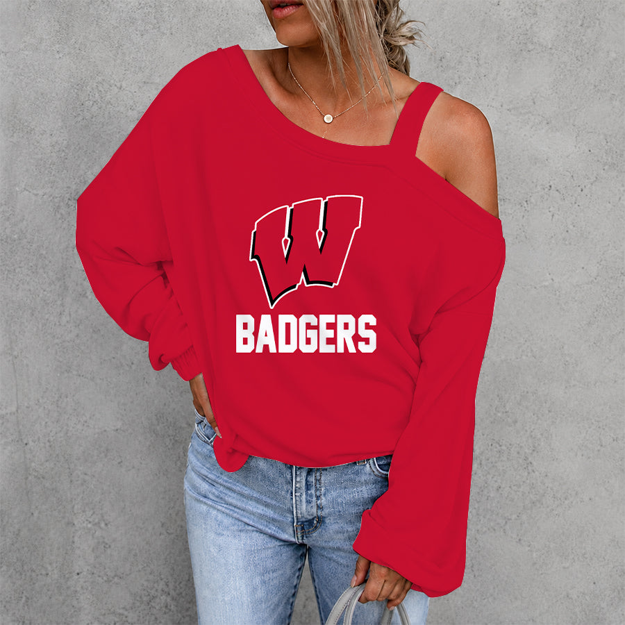 [FAN FAVORITE] NEW CUSTOMIZED NCAA MAM29 WSB WISCONSIN BADGERS DROP SHOULDER SWEATSHIRT