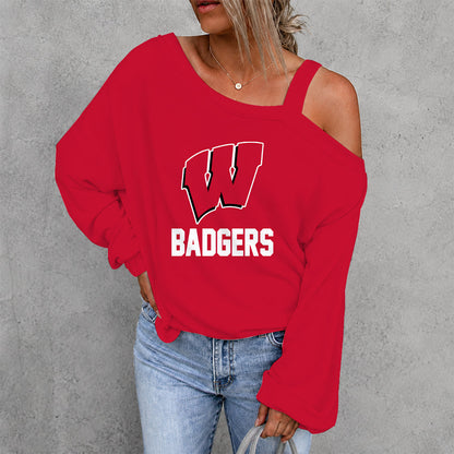 [FAN FAVORITE] NEW CUSTOMIZED NCAA MAM29 WSB WISCONSIN BADGERS DROP SHOULDER SWEATSHIRT
