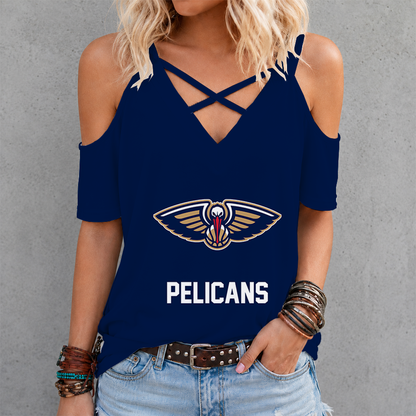 [HOT DEAL] NEW CUSTOMIZED NBA30 NOP NEW ORLEANS PELICANS CRISS CROSS V-NECK TOP