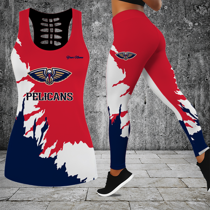 [HOT DEAL] NEW CUSTOMIZED NBA30 NOP NEW ORLEANS PELICANS HOLLOW TANK TOP & LEGGINGS SET