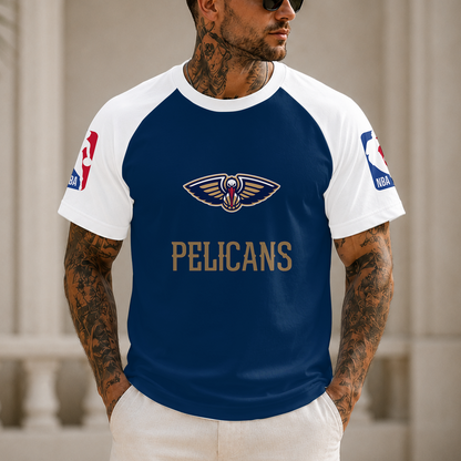 [HOT DEAL] NEW CUSTOMIZED NBA30 NOP NEW ORLEANS PELICANS RAGLAN TEE