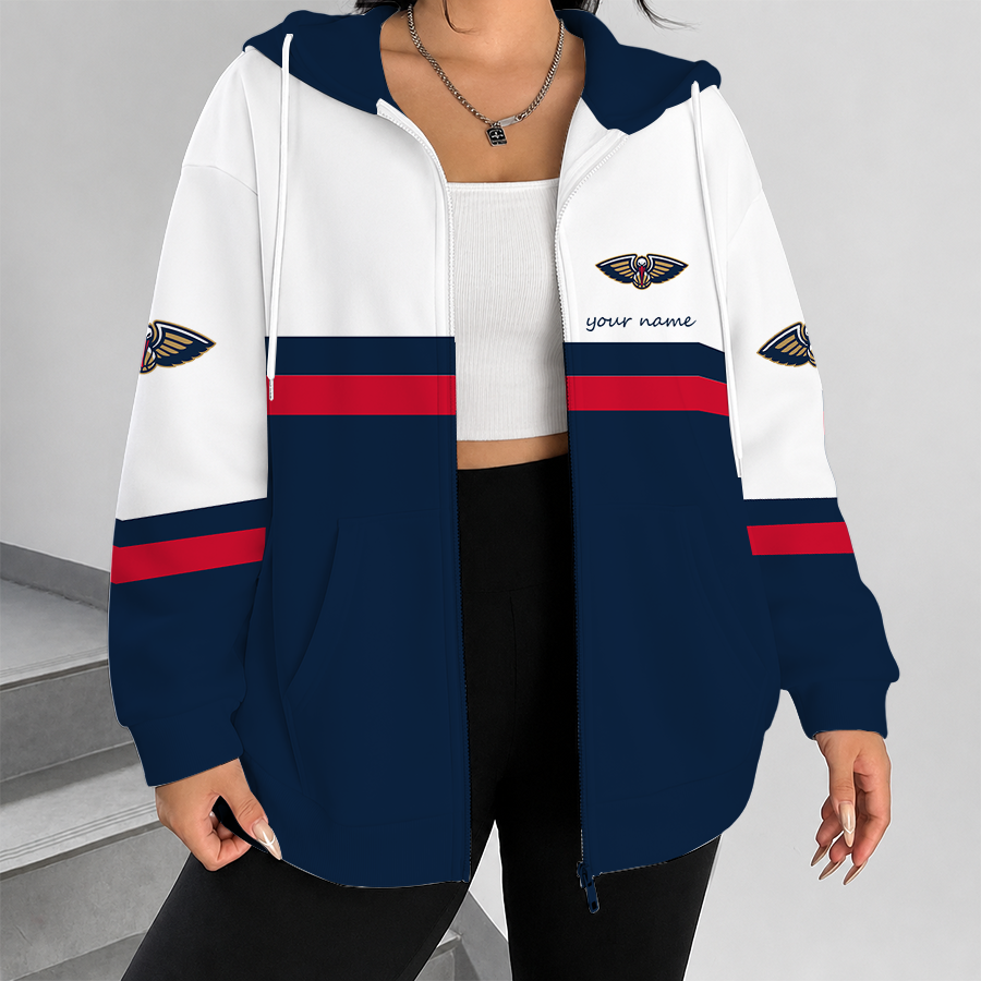 [HOT DEAL] NEW CUSTOMIZED NBA30 NOP NEW ORLEANS PELICANS ZIP HOODIE