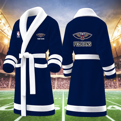 [HOT DEAL] NEW CUSTOMIZED NBA30 NOP NEW ORLEANS PELICANS MULTICOLOR FLEECE BATHROBE