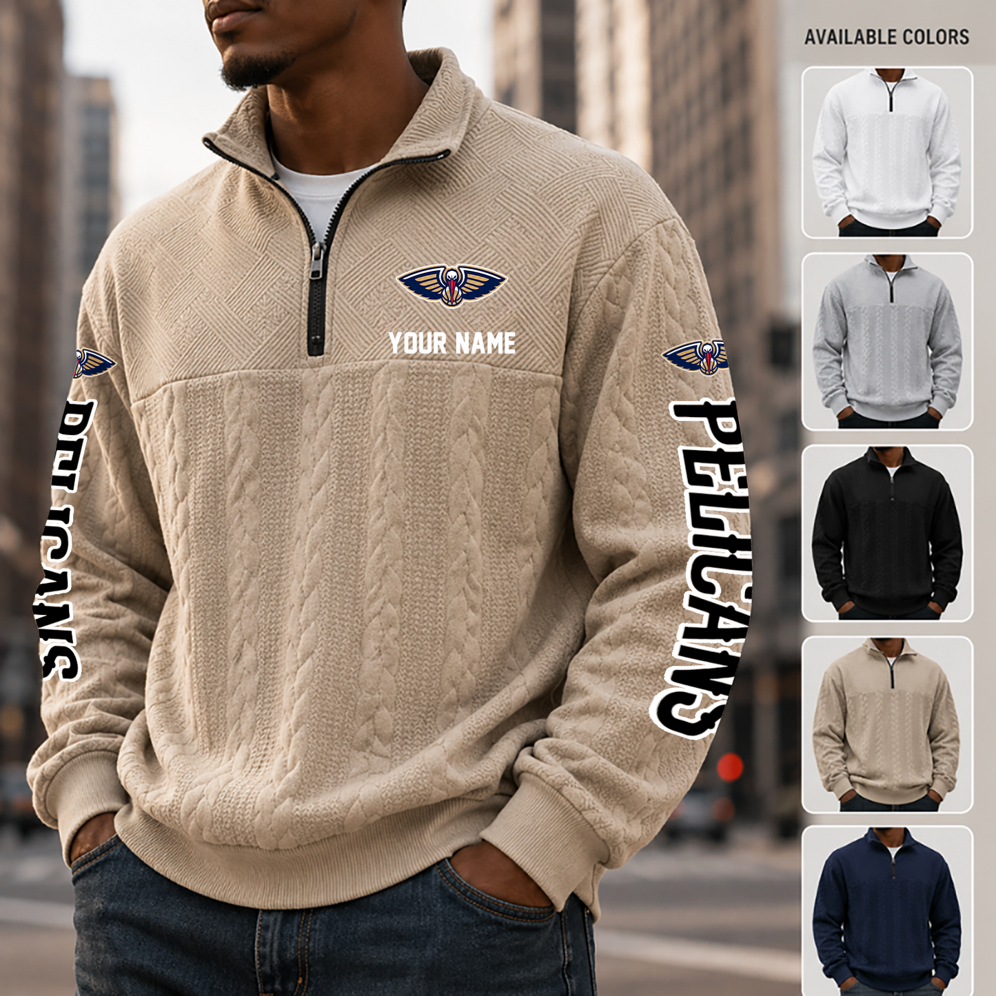 [HOT DEAL] NEW CUSTOMIZED NBA30 NOP NEW ORLEANS PELICANS MULTICOLOR QUARTER-ZIP SWEATSHIRT
