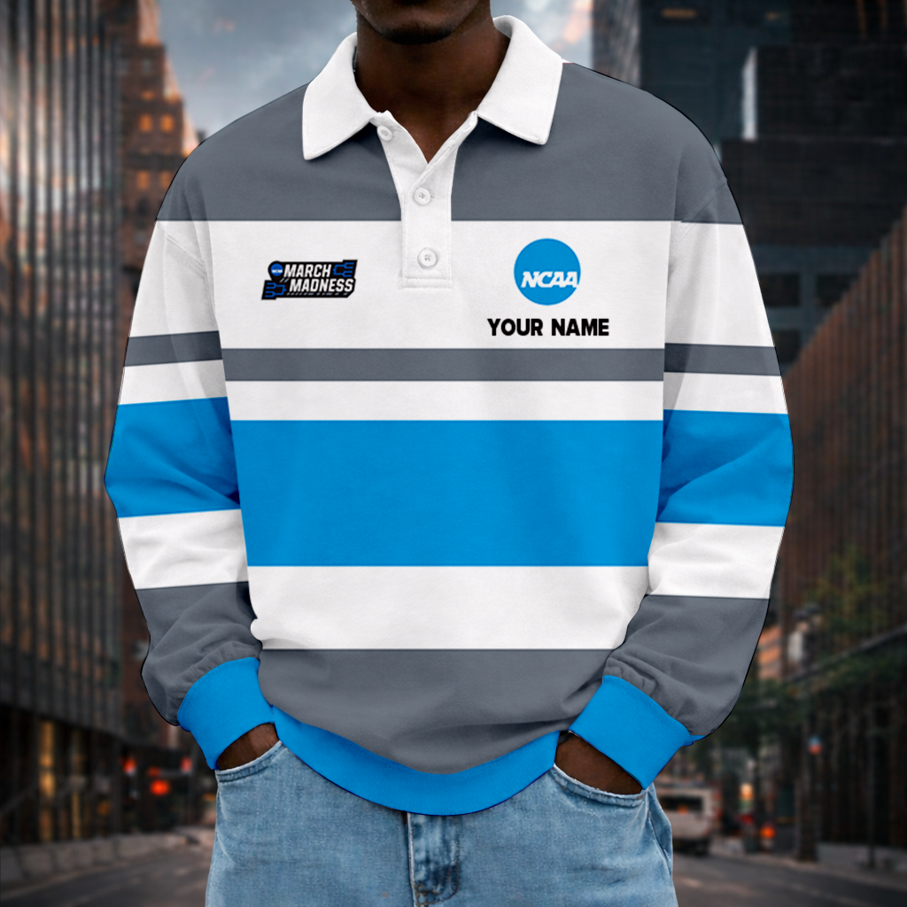 MEGA SALE - NEW CUSTOMIZED NCAA31 MARCH MADNESS UNISEX LONG SLEEVE POLO