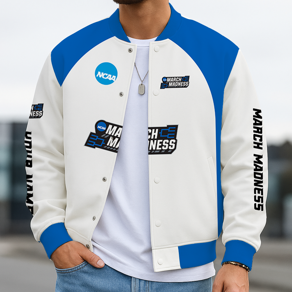 LIMITED DROP - NEW CUSTOMIZED | NCAA MAM31 MARCH MADNESS BASEBALL JACKET, SATIN VARSITY JACKET