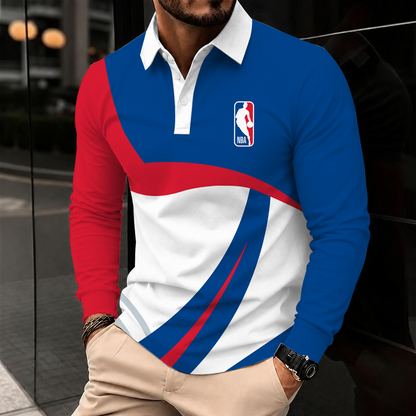 [HOT DEAL] NEW CUSTOMIZED NBA31 NATIONAL BASKETBALL ASSOCIATION MEN LONG SLEEVE POLO