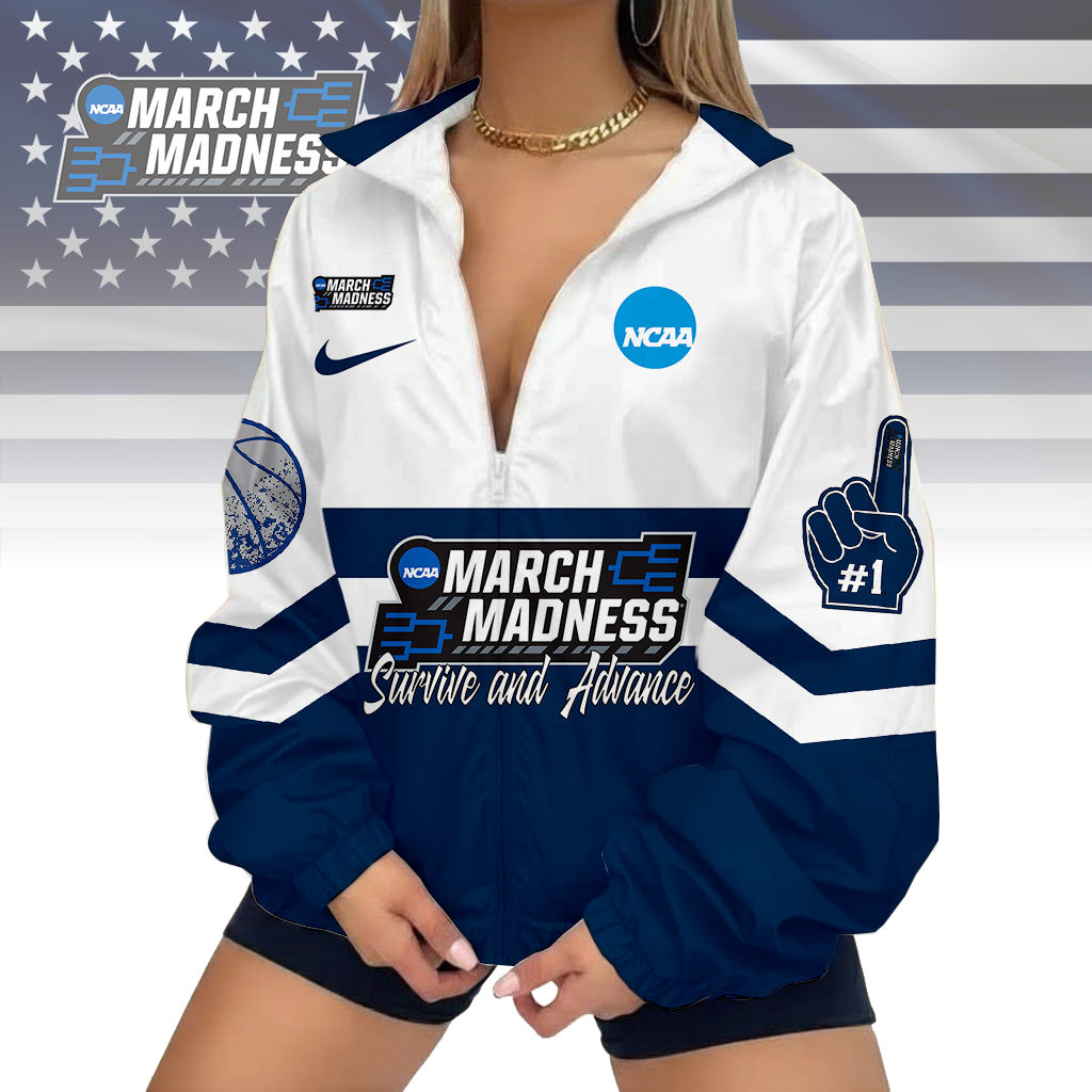 LIMITED EDITION - NEW CUSTOMIZED NCAA31 MARCH MADNESS V-NECK ZIPPER SWEATSHIRT JACKET