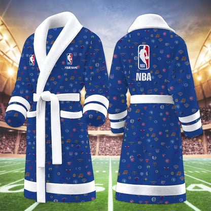 [HOT DEAL] NEW CUSTOMIZED NBA32 ALL TEAMS MULTICOLOR FLEECE BATHROBE