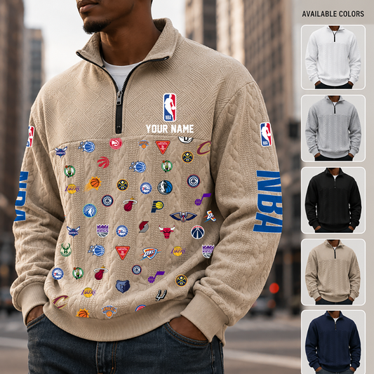 [HOT DEAL] NEW CUSTOMIZED NBA32 ALL TEAMS MULTICOLOR QUARTER-ZIP SWEATSHIRT