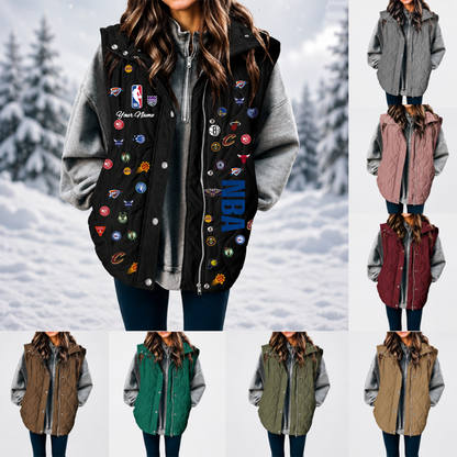 [HOT DEAL] NEW CUSTOMIZED NBA32 ALL TEAMS WOMEN'S MULTICOLOR SLEEVELESS PUFFER COAT