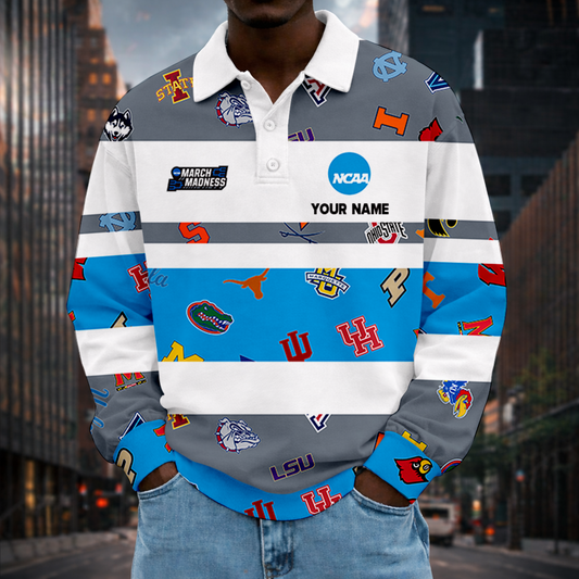 MEGA SALE - NEW CUSTOMIZED NCAA32 MAM ALL TEAMS UNISEX LONG SLEEVE POLO