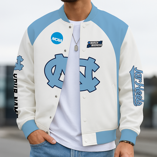 LIMITED DROP - NEW CUSTOMIZED | NCAA MAM05 NTH NC TAR HEELS BASEBALL JACKET, SATIN VARSITY JACKET