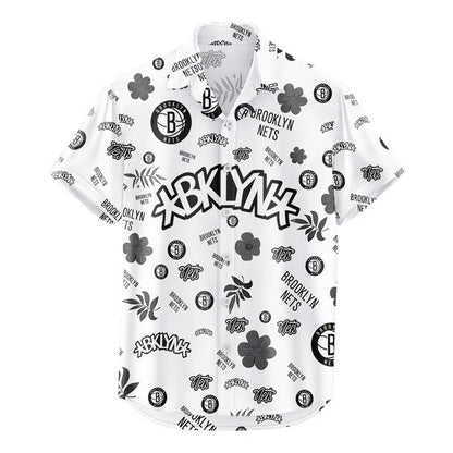 [HOT DEAL] NEW CUSTOMIZED NBA25 BNE BROOKLYN NETS UNISEX HAWAIIAN SHIRT & SHORTS SET