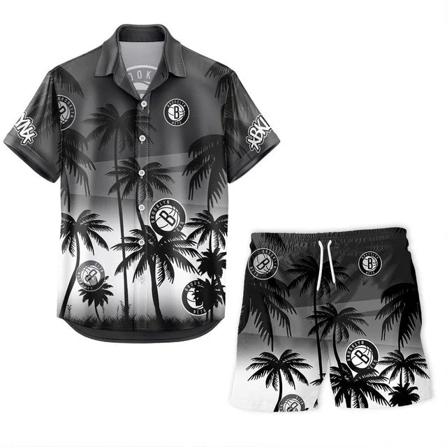 [HOT DEAL] NEW CUSTOMIZED NBA25 BNE BROOKLYN NETS UNISEX HAWAIIAN SHIRT & SHORTS SET