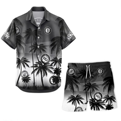 [HOT DEAL] NEW CUSTOMIZED NBA25 BNE BROOKLYN NETS UNISEX HAWAIIAN SHIRT & SHORTS SET