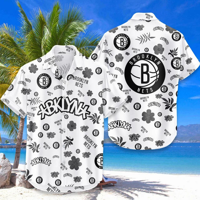 [HOT DEAL] NEW CUSTOMIZED NBA25 BNE BROOKLYN NETS UNISEX HAWAIIAN SHIRT & SHORTS SET