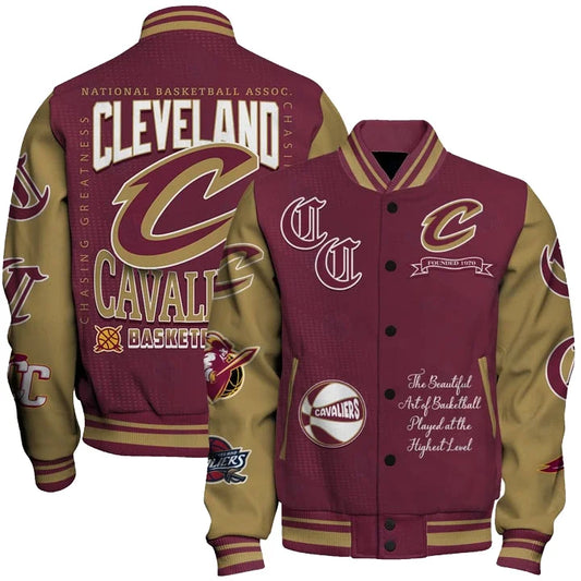 [HOT DEAL] NEW CUSTOMIZED NBA02 CCA CLEVELAND CAVALIERS BASEBALL JACKET, SATIN VARSITY JACKET